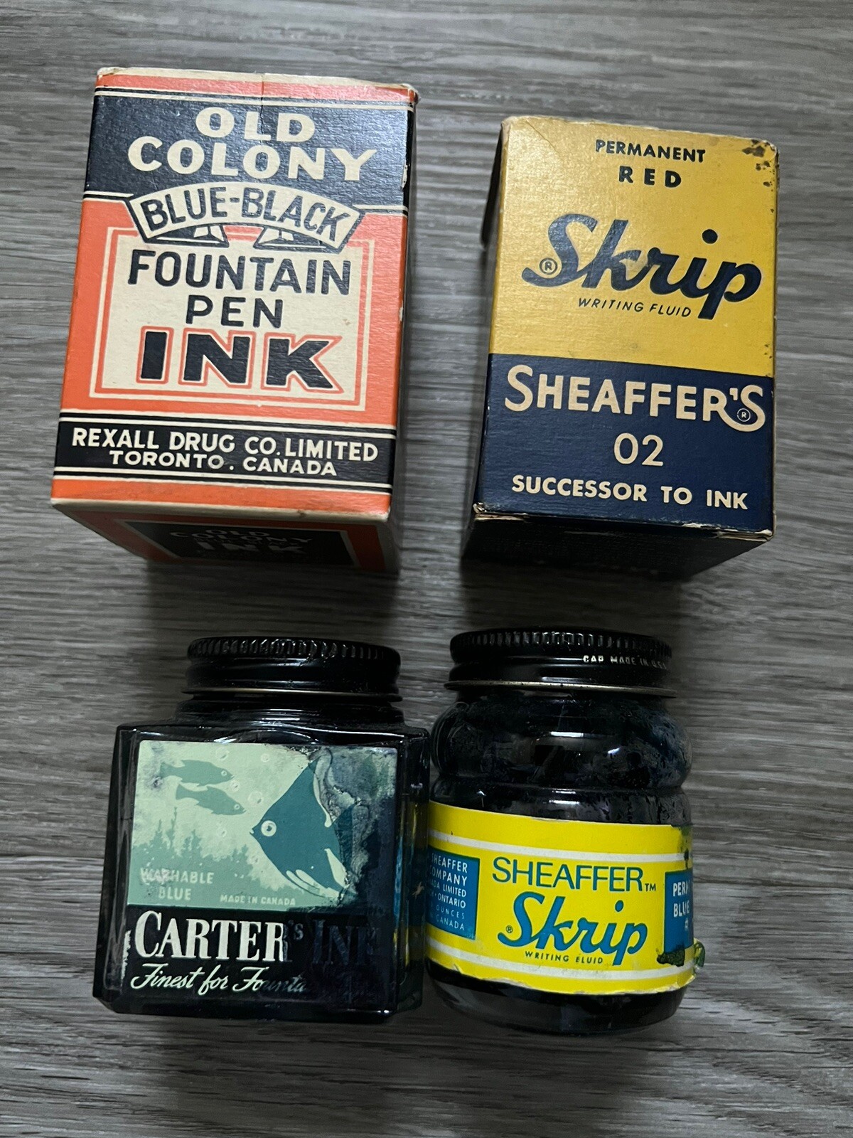Vintage Sheaffers & Old Colony Glass Ink Bottle Original Box For Fountain Pen