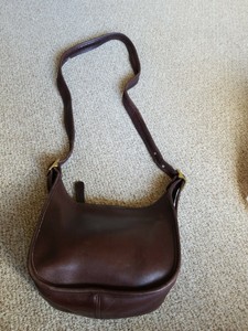 vintage coach brown leather shoulder bolsa