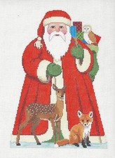 SP.ORDER  Tree Topper Santa  Forest Friends 9.5" Needlepoint Canvas S. Roberts