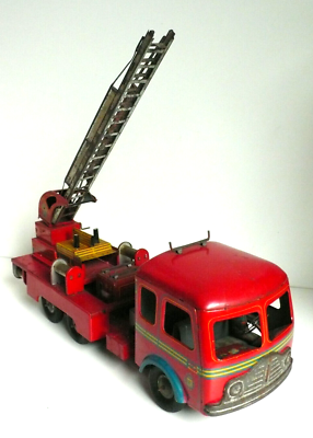 RARE CAMION POMPIERS CHARLES ROSSIGNOL CR 3005 TÔLE Lg 45cm BON ÉTAT 1950