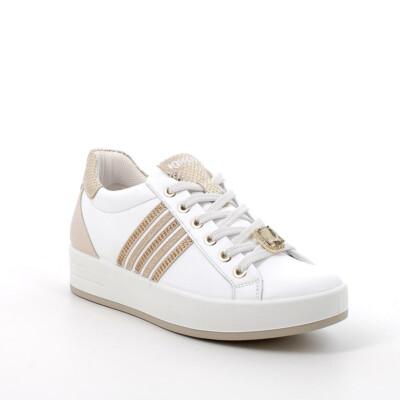 Igi&co 5657211 Sneaker Leder weiß-beige Keilabsatz 4 cm Made in Italy SALE