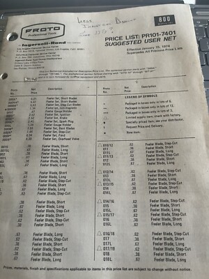 Proto Professional Tools Price List, January 1974