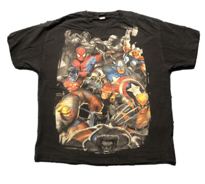 Vintage Marvel Avengers Shirt All Over Print T Shirt XL Fade 1990s 2000 ...