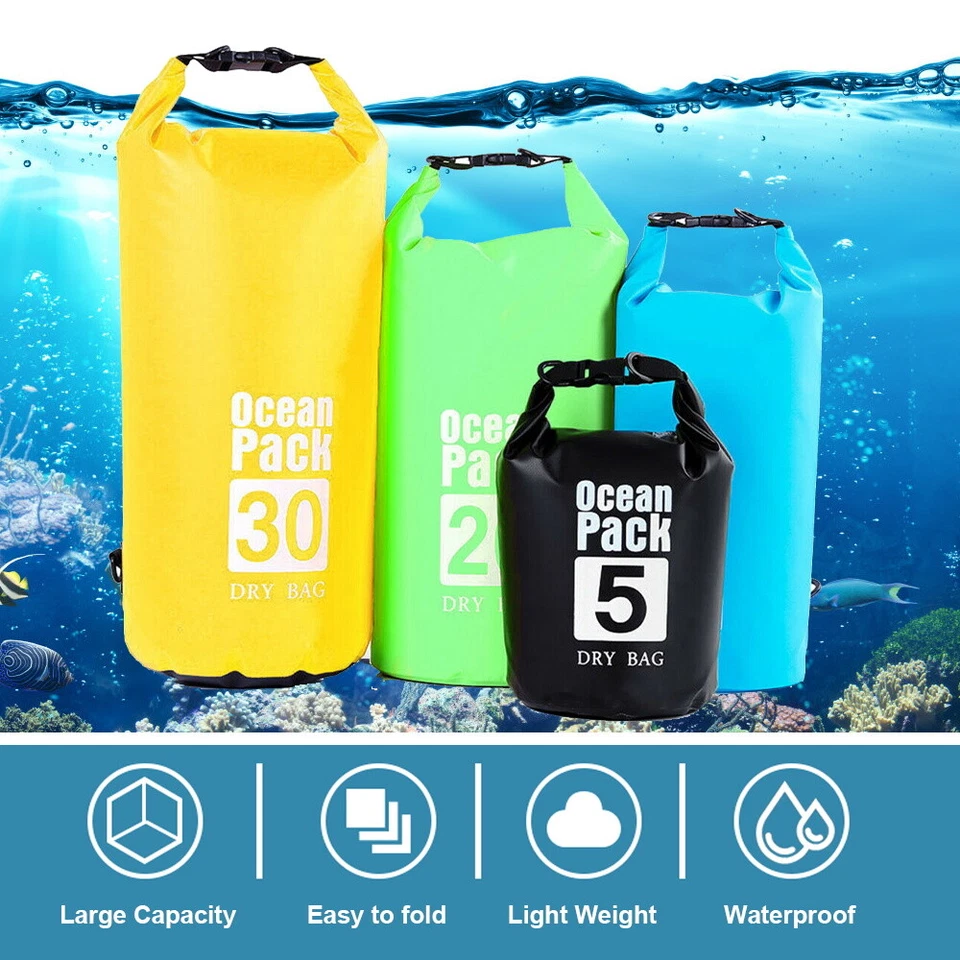 wasserdichte Tasche Seesack DryBag wasserfester Packsack 2l 10l 15l 20l oder 30l - Bild 2 von 4
