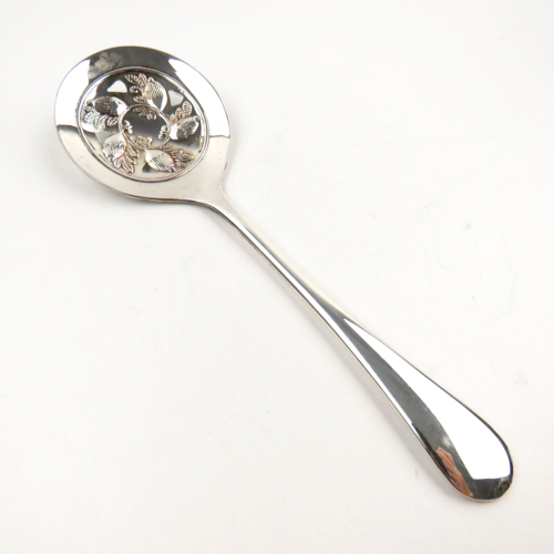Vintage Silverplate Slotted Serving Spoon w Acorn Motif Made in Italy Polished - Picture 1 of 5