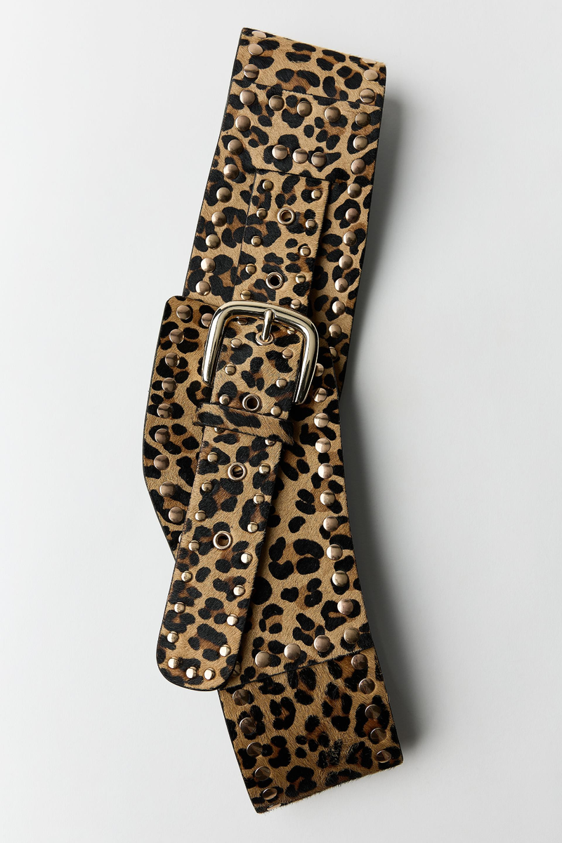 Zara Studded Animal Print Leather Corset Belt Leopard W30  display picture 1