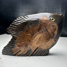 Natural Crystal Mineral Specimen. tiger's-eye. Hand-carved Fish.Gift.BO