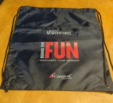 Behind The Fun Honorary Team Member Carnival Cruise Line String Bag Backpack New