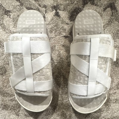  Dior Men's Alpha Slide Sandals White Gray Adjustable Strap EU 44 LS 02 21 44