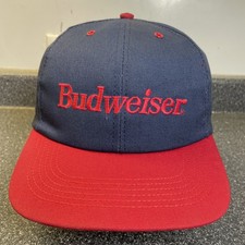 Vintage Budweiser Hat Cap Licensed Snapback Baseball Made In USA Blue Red Beer