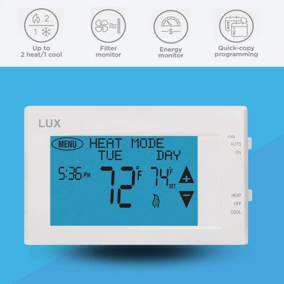 Products TX9600TS Programmable Large Touchscreen Heating Cooling Thermostat, ... - Image 3 of 4