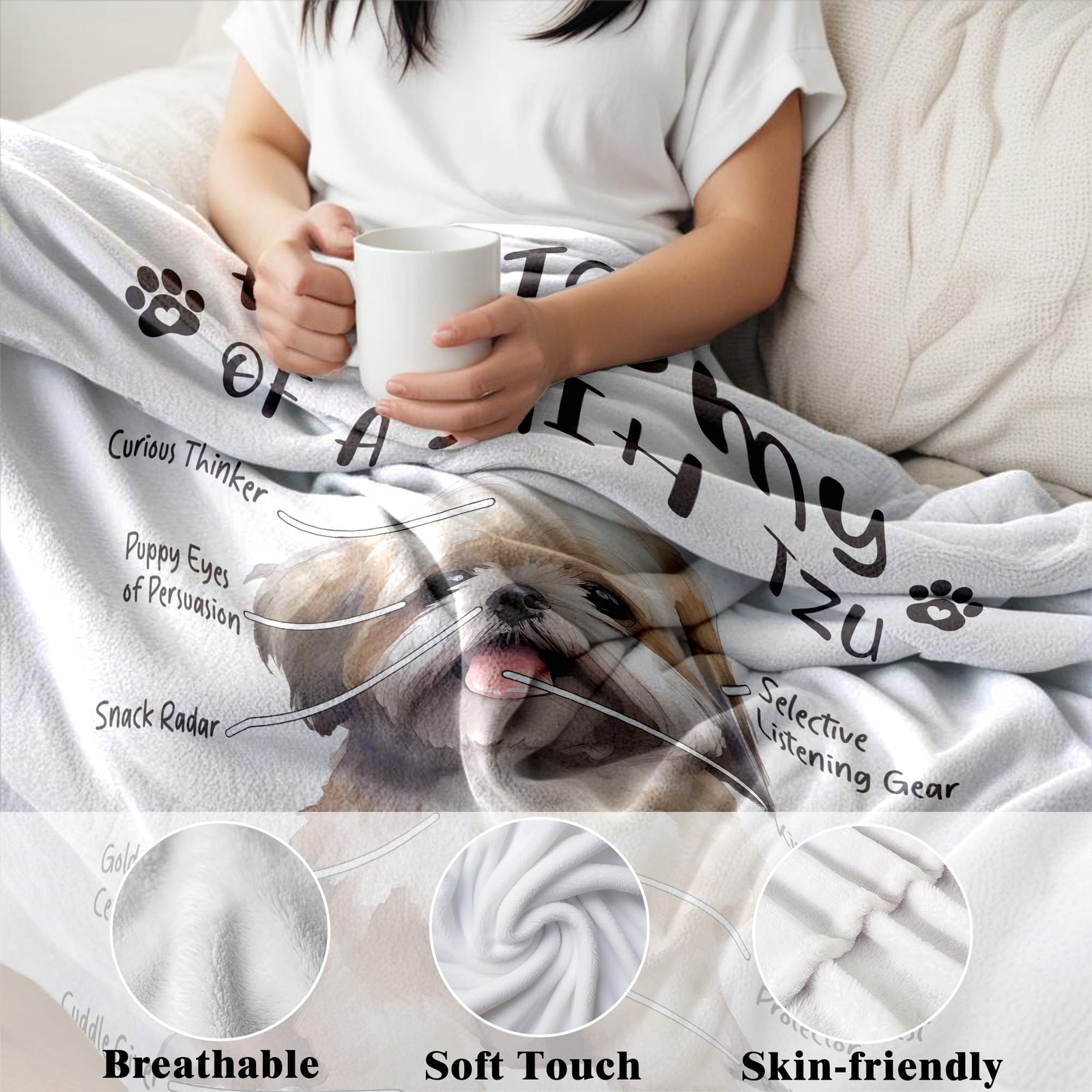 Shih Tzu Blanket, Wiener Dog Blankets, Shih Tzu Gifts for Girls Women, Gift f...