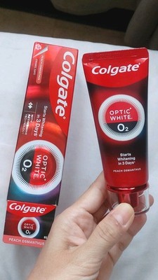 Colgate Optic White O2 Toothpaste 85g Active Oxygen Teeth Aromatic & Peach