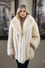 Elegant John Ross Original Ivory fox Fur Coat, Luxe Shawl Collar. S/M