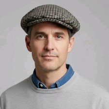 Vtg Donegal Handwoven Plaid New Wool Newsboy Cap Sz 7.5 59 Flap Golf Old Money
