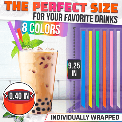Large Pack of 300 Boba Straws Individually Wrapped – Thick Smoothie Straws - Afbeelding 2 van 9