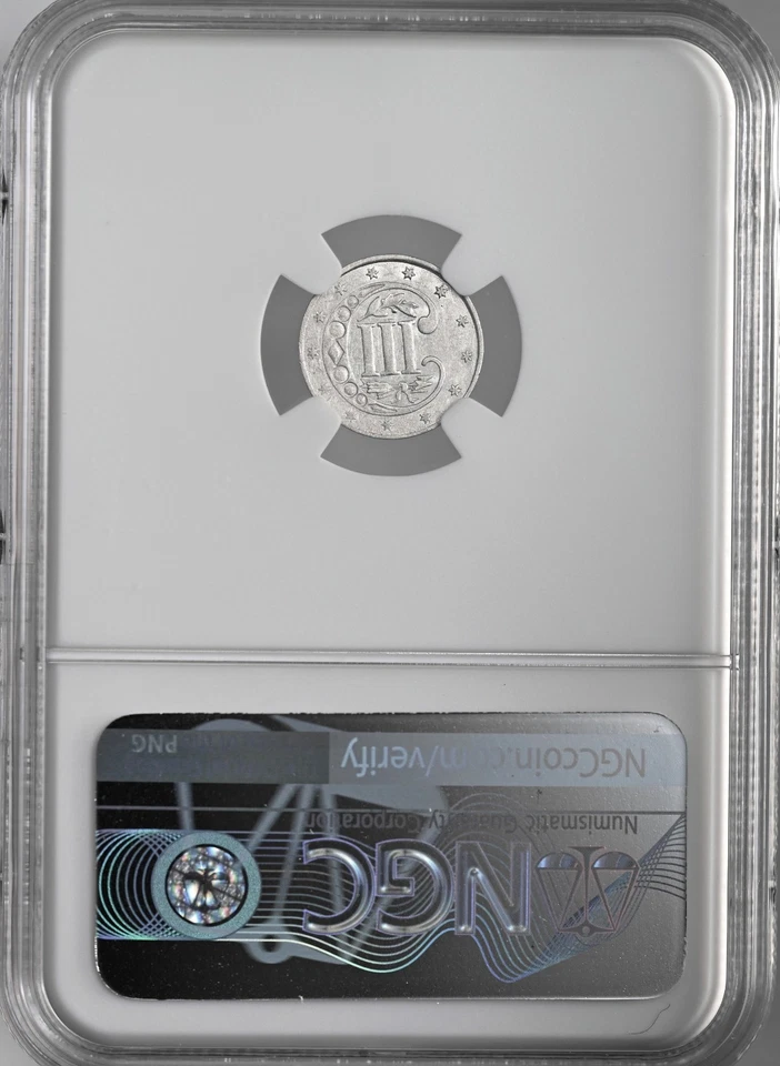 1859  3CS THREE CENT SILVER PIECE  NGC AU DETAILS "CLEANED"    #8404746-023 - Image 4 of 4