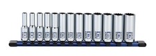 13Piece 3/8 Drive Chrome Socket Rail 12Pt Metric Deep