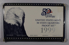 1999 US Mint 50 State Quarters Proof Set (5 Coins, Clad) with Box & COA