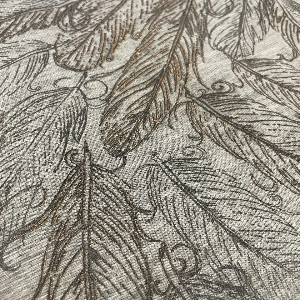 L.O.L. Camiseta sin mangas fluida gris boho vintage con gráfico de plumas en L para mujer Foto 4 de 4