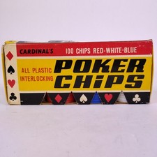Vintage Cardinal's Plastic Interlocking Poker Chips 100 In Original Box