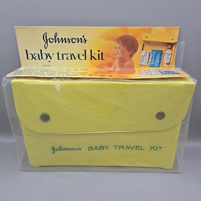 NEW SEALED Vintage Johnson's Baby Travel Kit In Yellow Snap Case Made In USA