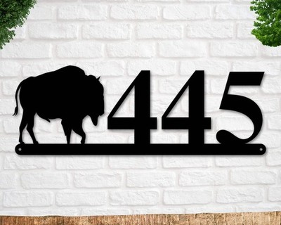Bison Sign, Bison Address Sign, Farm Animal Numbers, Farm Address Sign, Barn Sig