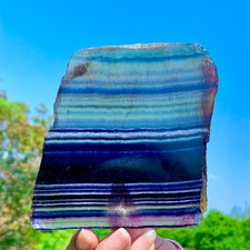 337G AAA Grade Natural Rainbow Fluorite Crystal Quartz Druzy Slice Gem Specimen
