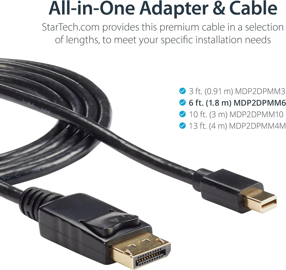 StarTech.com MDP2DPMM2M 2 m Mini DisplayPort to DisplayPort Cable, M/M, mDP to D - Bild 2 von 4