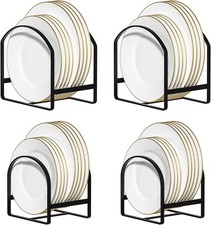 4 Pack Kitchen Plate Holders Metal Dish Rack Organiser for Cupboard & Countertop