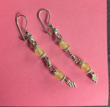 Sterling Silver Drop Earrings With Natural Stone Beads
