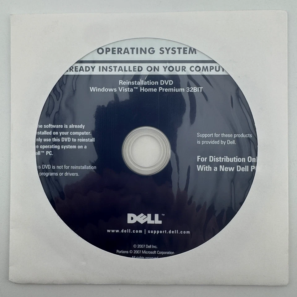 Dell Windows Vista Home Premium: Reinstallation DVD CD 32 Bit Sealed - Image 2 of 3