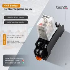 GEYA DC12/24V AC12/24V AC220V 8 Pins 4PDT Electromagnetic Relay & Socket Base