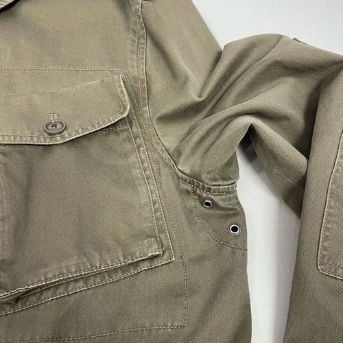 J.Crew Broken In Jacket Men Sz Med Army Green Canvas Military Field Coat Utility image 12