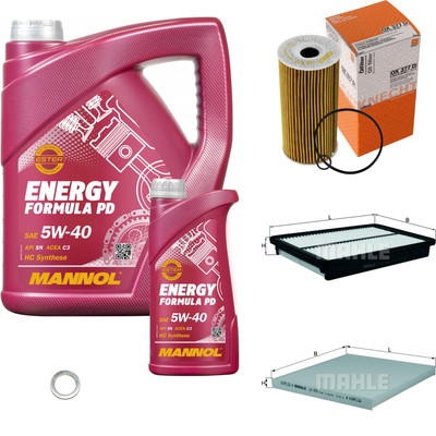 MAHLE Inspektionspaket 6 L MANNOL Formula 5W-40 für Hyundai Grand Santa Fé 2.2