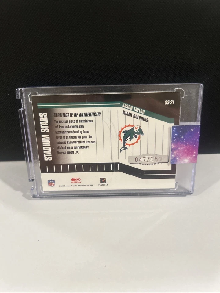 2005 Donruss Playoff Jason Taylor Patch Stadium Stars /150 - Image 2 of 2