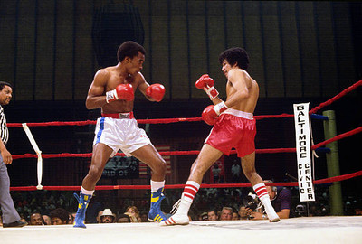 Sugar Ray Leonard, left, fights Willie Rodriquez, right, in a sche- Old Photo