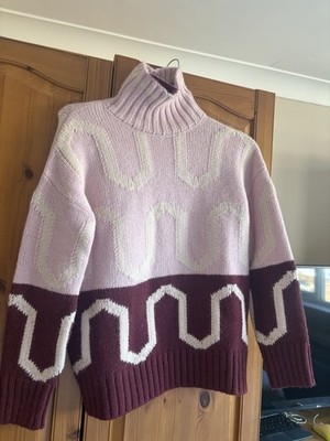 Damen La DoubleJ Comber Rollkragen Pullover Mehrfarbig Rosa & Burgund Größe S