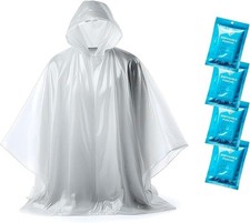 Disposable Rain Ponchos for Adults - Clear Ponchos with Hood, Compact and Clear,