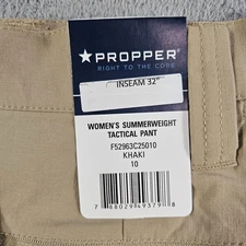 NEW Propper Lightweight Tactical Pants Women Khaki Size 10 Inseam 32