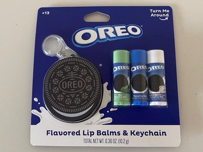 Oreo Flavored Set Of 3 Lip Balms W/Key Chain Lip Balm Holder Mint Birthday Cake