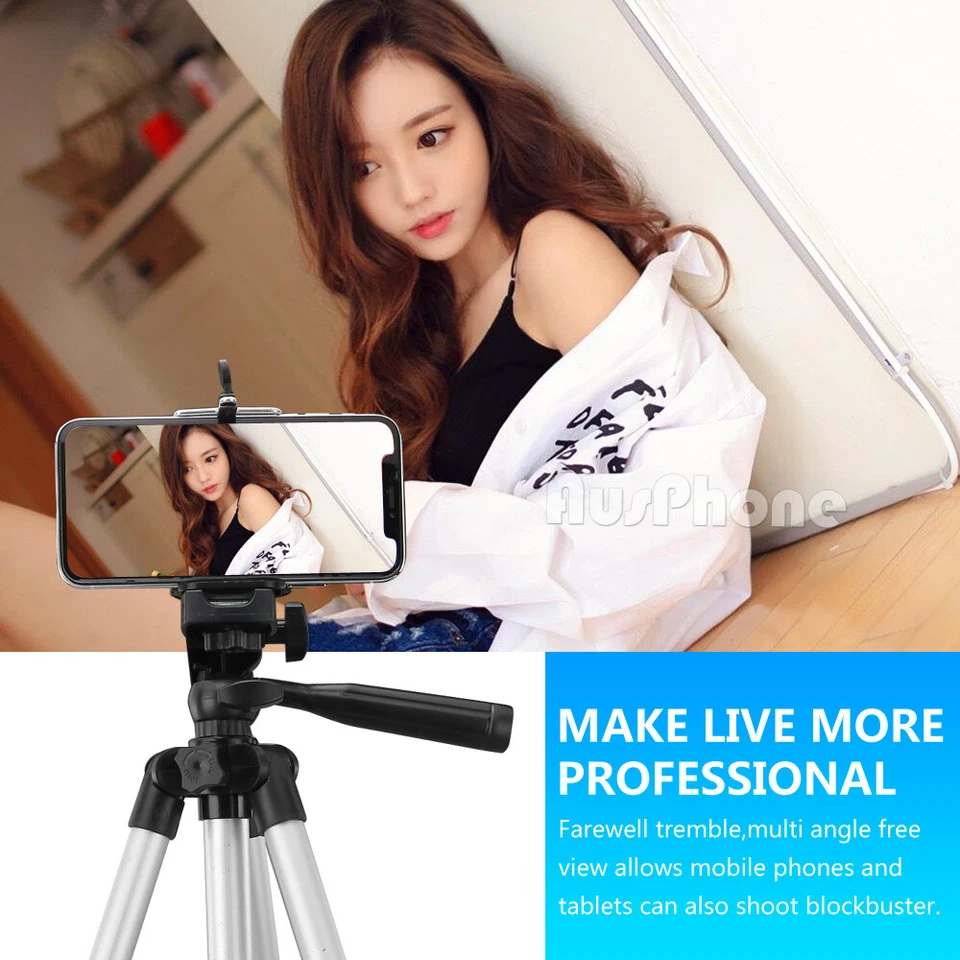 Professional Camera Tripod Stand Mount Phone Holder for iPhone Samsung Travel OZ - image 3 of 4