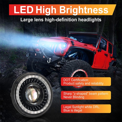 Pair 7'' Round LED Headlights Hi/Lo Sealed Beam DRL Turn Signals For GQ PATROL - Picture 8 of 12