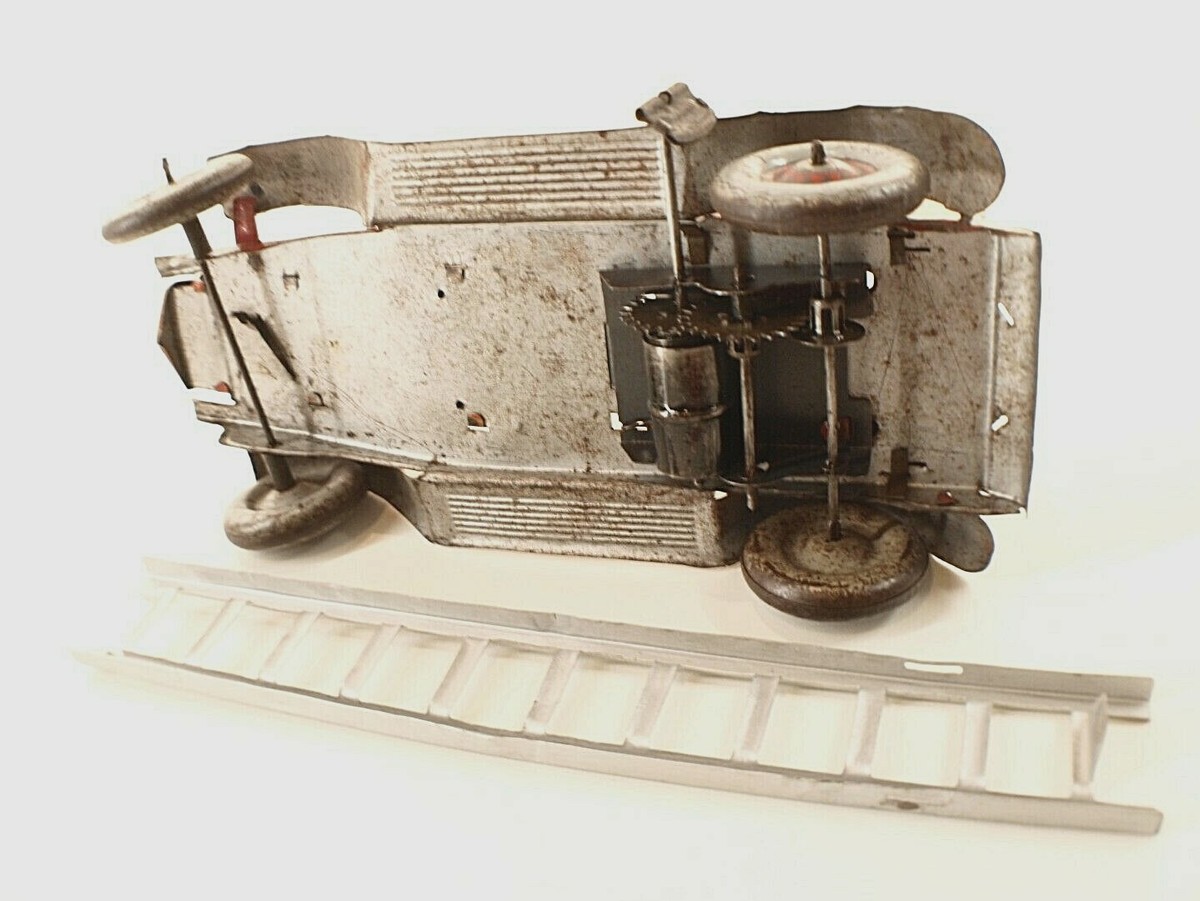 Camion De Pompier CR Charles Rossignol - Renault Tôle - Moteur à Clé - Tin Toy