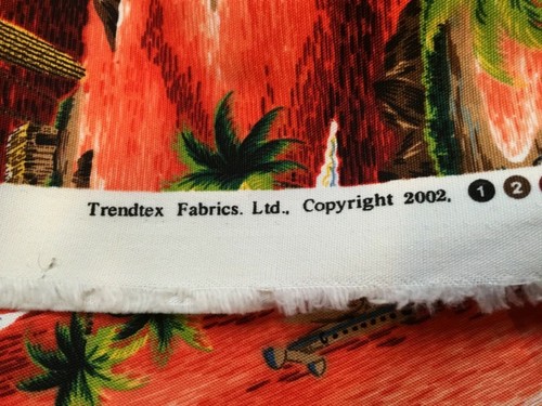 TRENDTEX 2002 BARKCLOTH HAWAIIAN Surfboard Woodie FABRIC 71.47 & 36x47 NEW - Picture 5 of 6