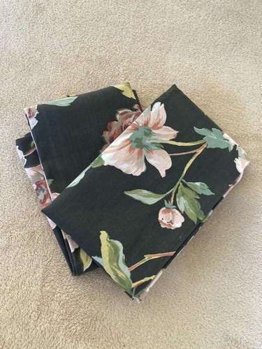 Pair Lady Pepperell Dark Gray Floral Peony Pillowcase No Iron Percale Standard - Picture 9 of 9