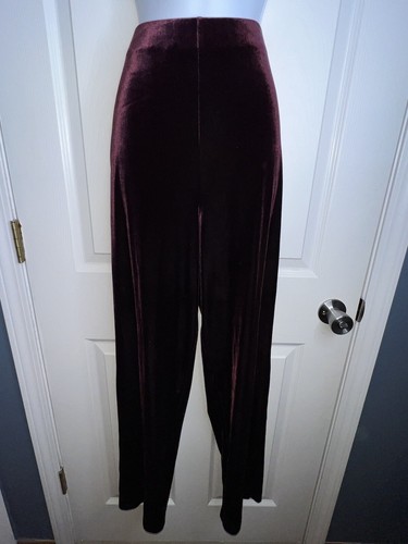 Nuevo sin etiquetas Pantalones de vestir Gantos pequeños de terciopelo púrpura acampanados S elásticos de colección - Imagen 6 de 14