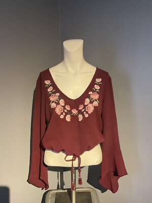 Crop Top Rue21 Blusas Y2K Rue 21 Cropped Bell Sleeve Top