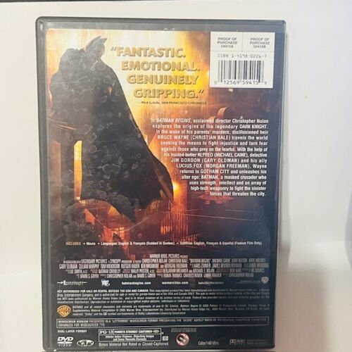 Batman Begins (DVD, 2005, Widescreen) Christian Bale Katie Holmes DC Comics - Imagen 2 de 2