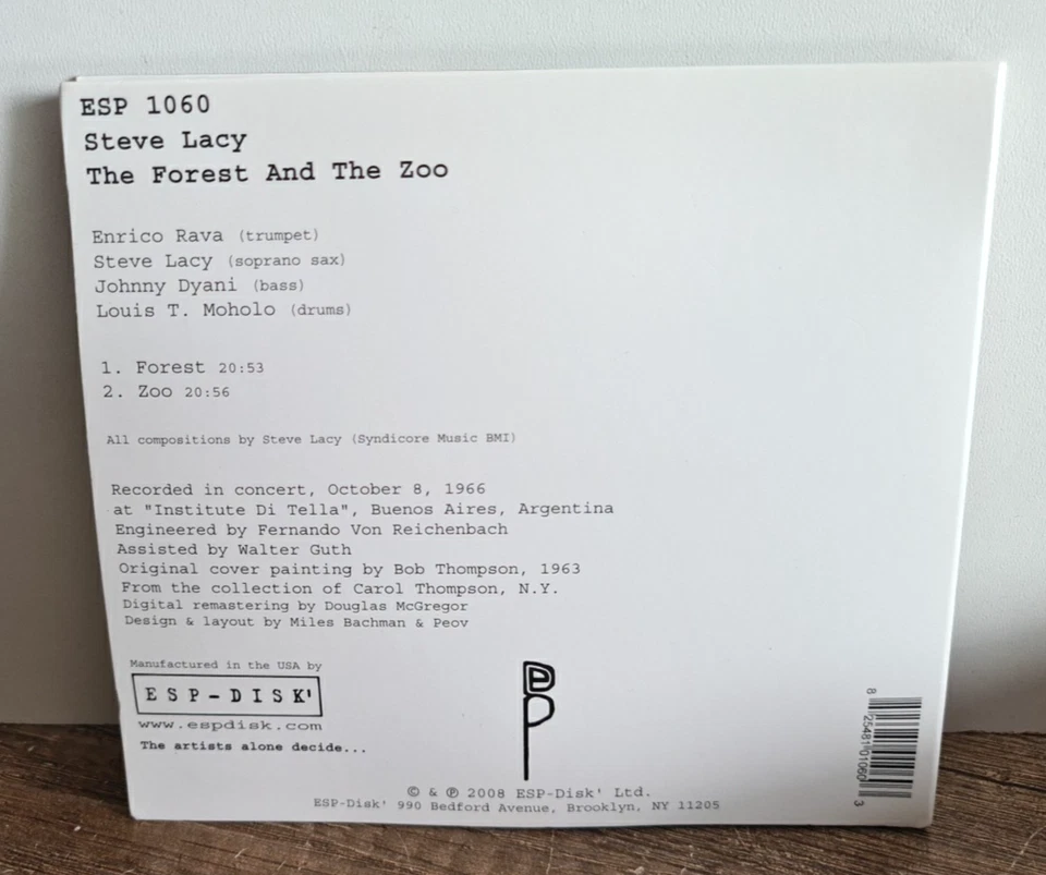 CD: Jazz - Steve Lacy - The Forest And The Zoo - Free Jazz - Digipack - Bild 2 von 3